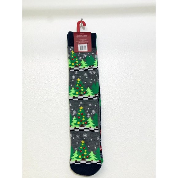 Here Comes SANTA FLOSS & Christmas Trees Men's Crew Socks Size 6-12.5 - Picture 4 of 6